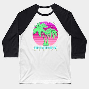 Zihuatenejo Palm Trees Sunset Baseball T-Shirt